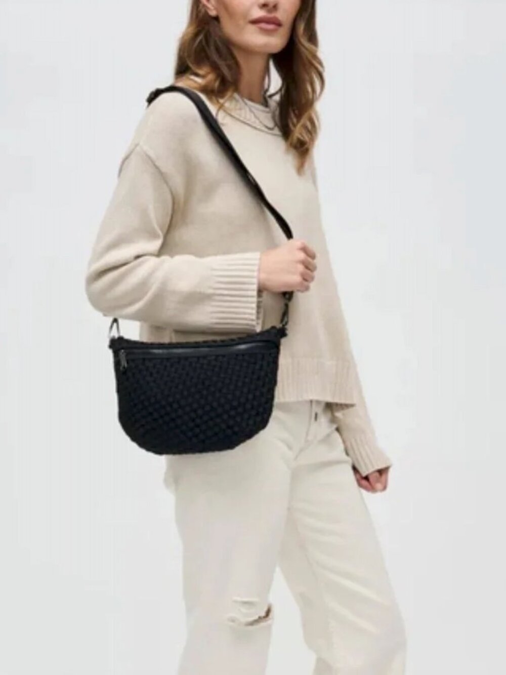 Sol And Selene Women's Ethereal Woven Crossbody Bag in Black - Picture 3 of 8